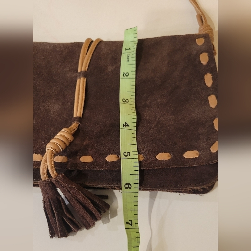 Y2K Maxima Wilsons Leather Suede Brown   Leather Stitching Shoulder Bag - Picture 3 of 9